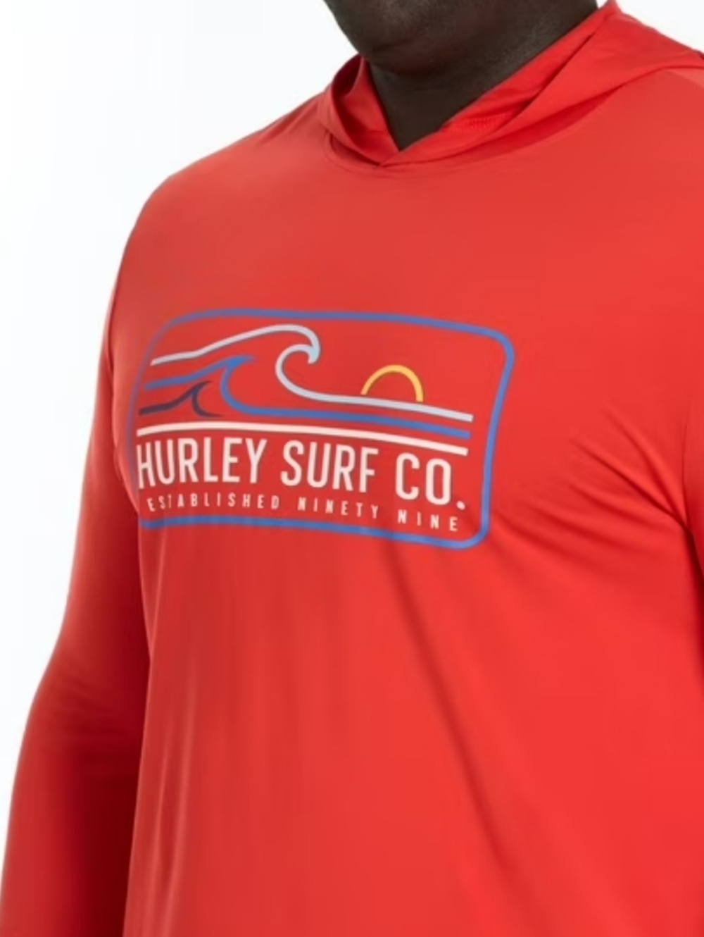 New Hurley Men's M Hooded/long Sleeved UV Tee In Red